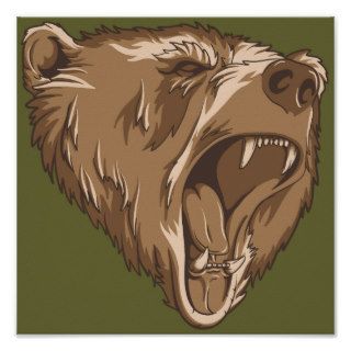 Angry Bear Head Poster