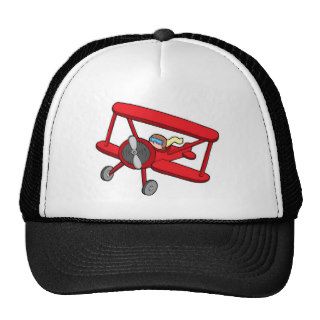 Flying red biplane hat