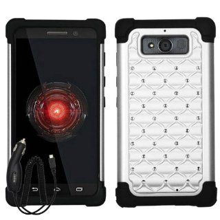 MOTOROLA DROID MINI XT1030 WHITE BLACK DIAMOND BLING HYBRID COVER HARD GEL CASE + FREE CAR CHARGER from [ACCESSORY ARENA] Cell Phones & Accessories