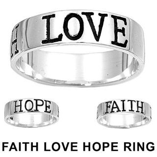 Sterling Silver Ring   Faith, Love, Hope Ring Size 10 Right Hand Rings Jewelry