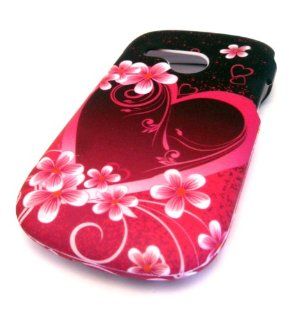 Lg 501c Pink Heart Hawaii Flower Design HARD RUBBERIZED FEEL RUBBER COATED Case Cover Skin Protector TracFone Straight Talk Lg501c Cell Phones & Accessories