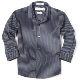 Calvin Klein Boys 8 20 Navy Stripe Button Down Shirt (8, Navy) Dress Shirts Clothing