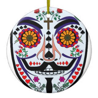 ANONYMOUS Day of the Dead 3 Art Anon Mask 4Chan Christmas Tree Ornament