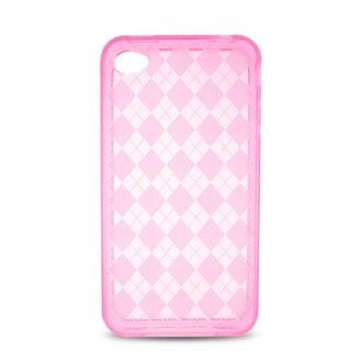 IPH 4 Skin Case TPU Transparent, Checker Pink 502 Cell Phones & Accessories