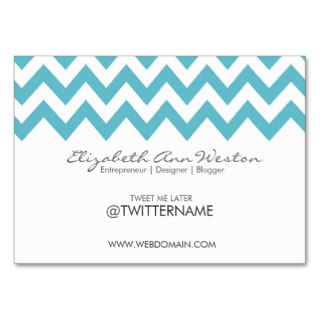 Twitter Business Cards in Blue Chevron Template
