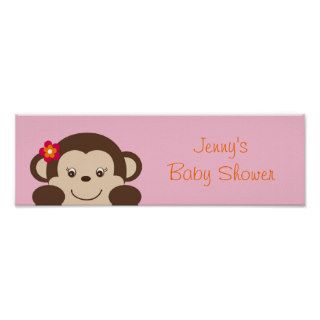 Little Miss Monkey Baby Shower Banner Sign Poster