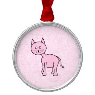 Cute Pink Cat. Pink Background. Cartoon. Ornaments