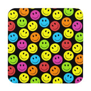 Happy Colorful Smiley Faces Pattern Drink Coasters