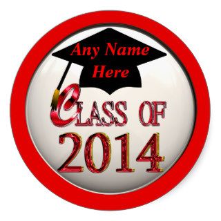 Class Of 2014 Red Graduation Stickers