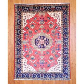 Persian Hand knotted Heriz Red/ Navy Wool Rug (7'9 x 10'3) 7x9   10x14 Rugs