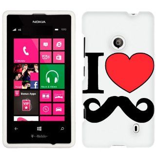 Nokia Lumia 521 I Love Mustache on Black Phone Case Cover Cell Phones & Accessories