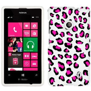 Nokia Lumia 521 Pink Leopard on White Phone Case Cover Cell Phones & Accessories