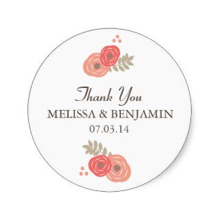 Sweet Floral Wedding Stickers   Red