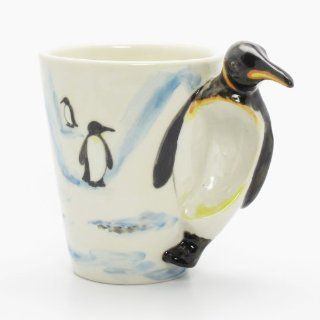 Penguin Mug 00001 Ceramic 3D Cup Handmade Animal Lover Gifts Original Handcrafted Coffee Cup Sculpt and Paint  