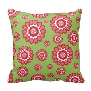 Poppy Red and White Floral Pillow