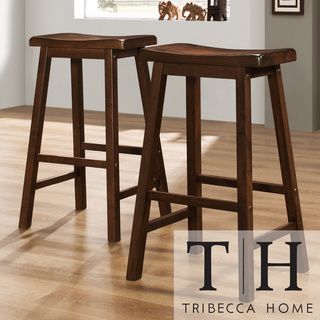 TRIBECCA HOME Salvador Cherry High Saddleback Stool (Set of 2) Tribecca Home Bar Stools