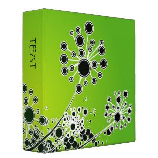 Hi Tech Flower On Lime Green Background 3 Ring Binders