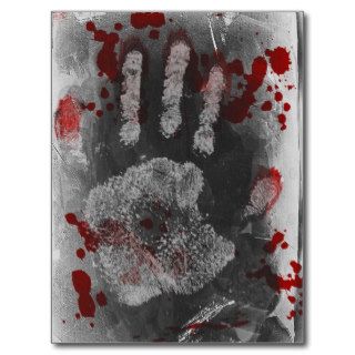 Blood Splatter Handprint Post Cards