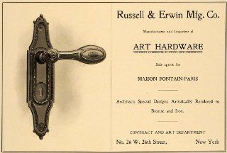 1905 Ad Russell Erwin Art Hardware Door Knob Decorative Maison Fontain Paris   Original Print Ad  