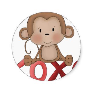 Hugs and Kisses monkey Stickers