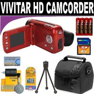 Viviatr DVR508 HD 720p 4x Digital Zoom Video Recorder (Red) + Deluxe Accessory Kit  Camera & Photo