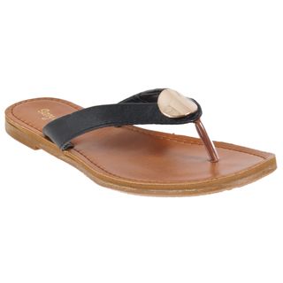 Riverberry Women's 'Kendal' Black Medallion detail Flip flops Sandals