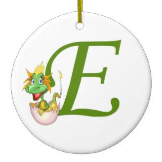 Monogram Dragon Ornament Letter E
