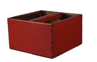 Antique Revival Wooden Square Rice Measurement/Bucket, Red   Home Decor Accents
