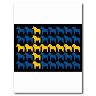Black Sweden Dala Flag Post Cards