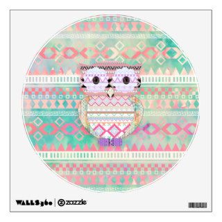 Whimsical Tribal Owl Pastel Girly Tie Dye Aztec Room Decal