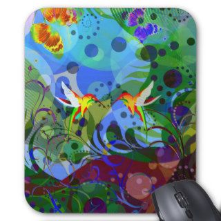Abstract Collage With Birds & Butterfly's Mousepad
