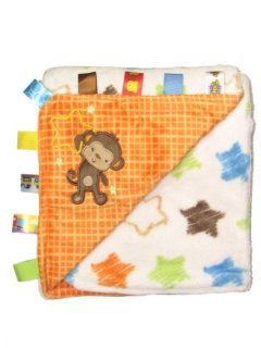 Taggies Monkey Reversible Boa Applique Baby Blanket with Saitn Tags by Taggies   Orange   Not Applicable  Nursery Blankets  Baby