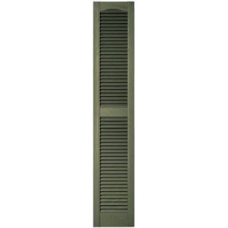 Builders Edge 12 in. x 64 in. Louvered Vinyl Exterior Shutters Pair in #282 Colonial Green 010120064282