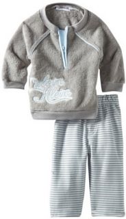 Calvin Klein Baby Boys Newborn Sherpa Jacket With Jog Pants, Gray/Light Blue, 0 3 Months Clothing
