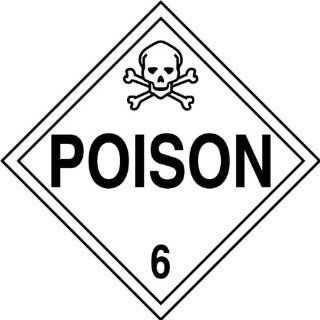 Accuform Signs MPL601CT25 PF Cardstock Hazard Class 6 DOT Placard, Legend "POISON 6" with Graphic, 10 3/4" Width x 10 3/4" Length, Black on White (Pack of 25) Industrial Warning Signs