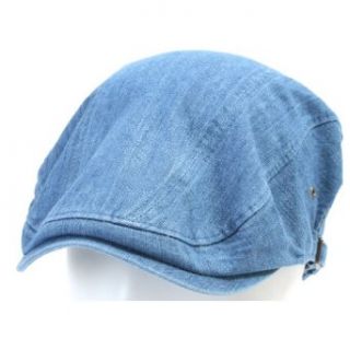 ililily Denim Cotton Newsboy Flat Cap with Strap Details on Both Sides Ivy Driver Hunting Hat (flatcap 528 3) at  Mens Clothing store Jean Hats