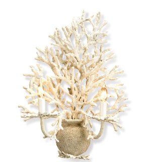 Currey and Company 5035 2 Light Seaward Wall Sconce, White Coral/Natural Sand Finish   Chandeliers  