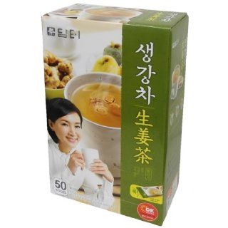 Ginger Tea Plus Instant Korean Herbal Supplement Powder Sticks 15g X 50 Counts  Grocery Tea Sampler  Grocery & Gourmet Food