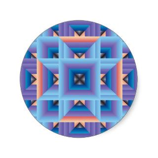 Quilt Pattern 3 in Blue and Purple Round Stickers
