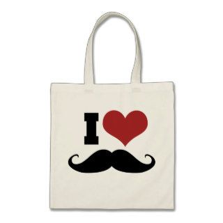 I Love Mustache Tote Bags