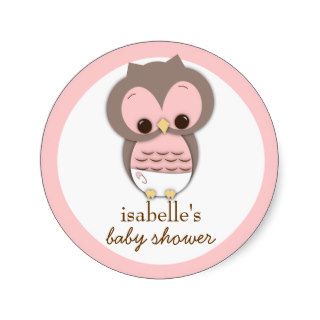 Sweet Little Baby Girl Owl Favor Sticker