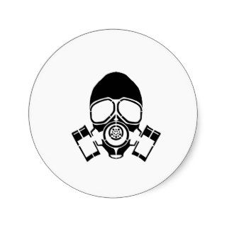 gas mask stencil logo round stickers