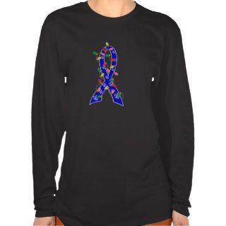 Colon Cancer Christmas Lights Ribbon T Shirts