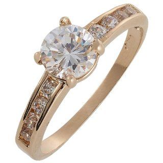 Rizilia Jewelry Fashion Designer Rose Gold Plated Cz Round Cut Simulated Diamond Cocktail Ring Size 5 Jewelry