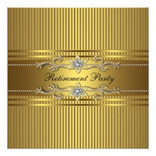Elegant Gold Stripe Retirement Party Custom Invite