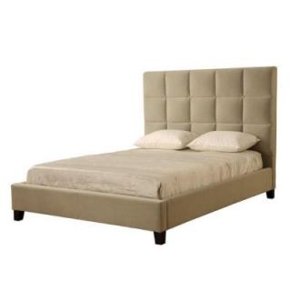 HomeSullivan Taupe Velvet Queen size Bed with Tufted Headboard 40885B122W(3A)[BED]
