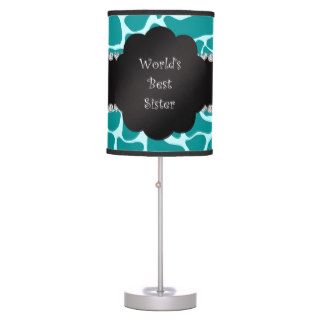 World's best sister turquoise giraffe lamp