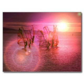 Sunset Windsurfing Postcard