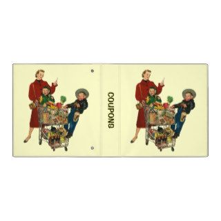 Retro Family, Mom and Kids, Cart Grocery Shopping Vinyl Binders