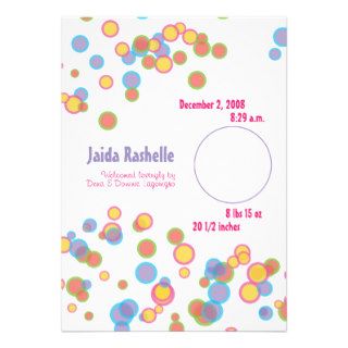 Colorful Bubbles Birth Announcement